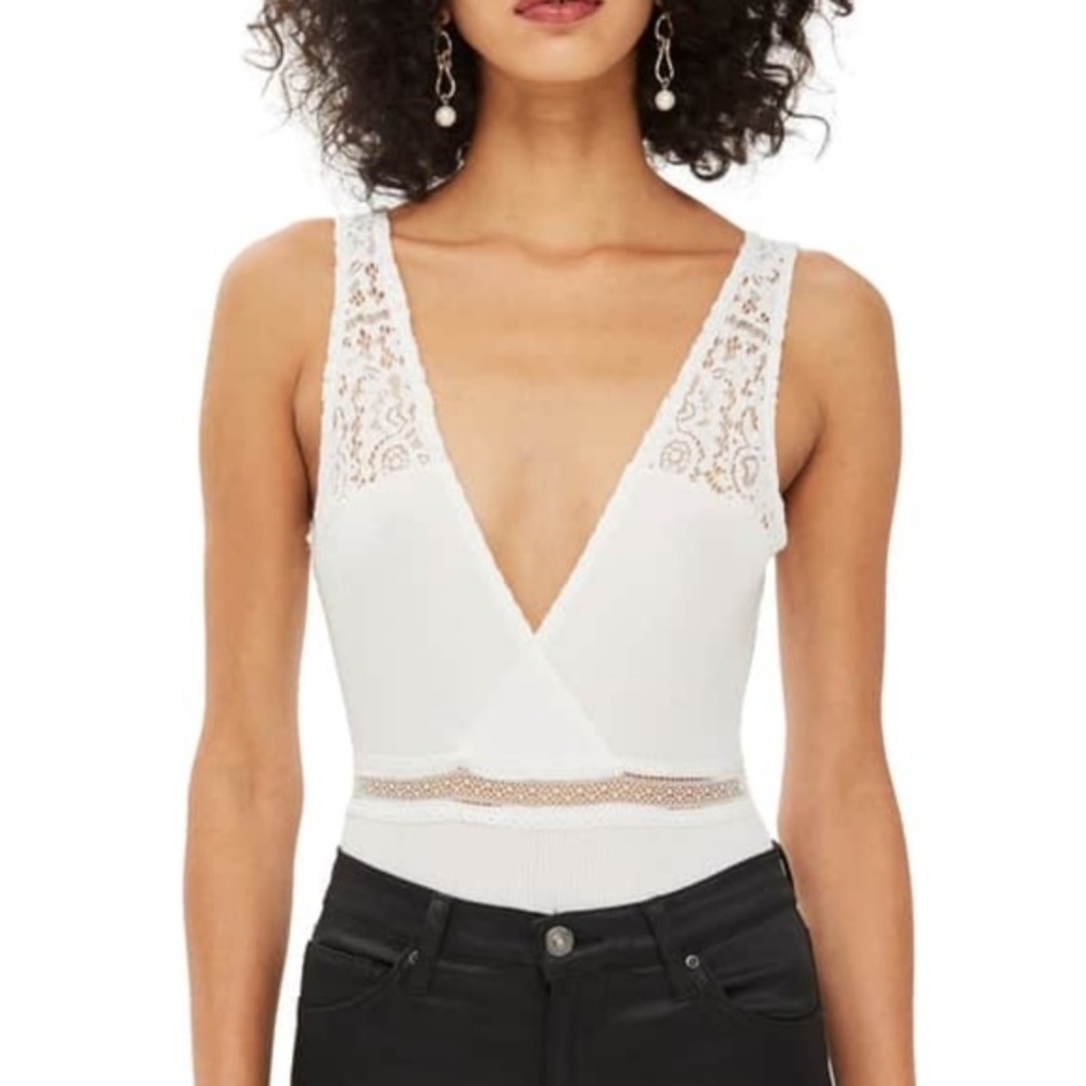 Topshop Lace Plunge Bodysuit